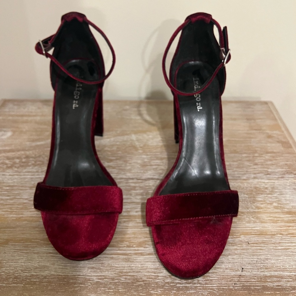 Red velvet heels. I’m moving abroad so I’m downsizing my closet!